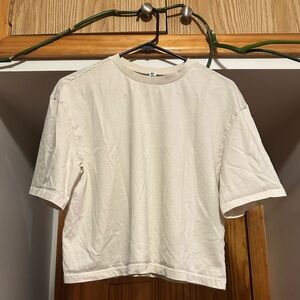 BP Boxy Crop Short Sleeve T-Shirt Cream Size Small